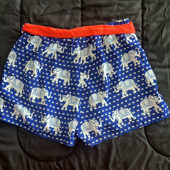 NWT royal blue, white silky shorts with orange belt. Size Small. - Picture 2 of 5